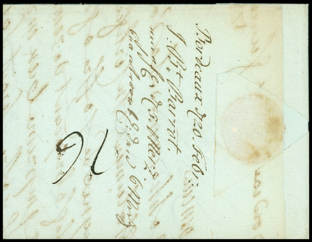 Lettre avec marque circulaire "PP Bordeaux" (1789) pour Nuremberg (Lenain n°27), ind 22. TB
