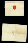 Lettre de Gonayves (Saint-Domingue) pour Rennes avec MP d'entrée "32 col. Par Bordeaux" et lettre de Philadelphie pour Bordeaux avec MP sur 3 lignes "Poste maritime Bordeaux" (1803) - Salles n°32 (ind 15) et n°21