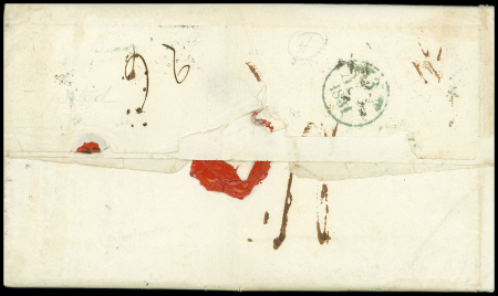 Lettre de 10g de Mexico pour Paris avec MP rect "Bordeaux Paq. Reg" + T12 Bordeaux (1831) (Salles n°1301), ind 17. TB