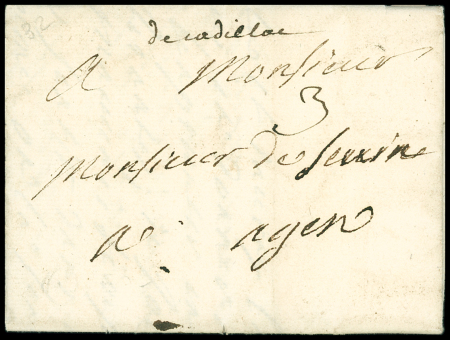 Marque manuscrite "De Cadillac" (L1 - 1747), ind 17. TB
