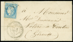 N°60 OBL GC 4754 + 24 "Les Eglisottes" (1871) sur lettre, ind 18. TB