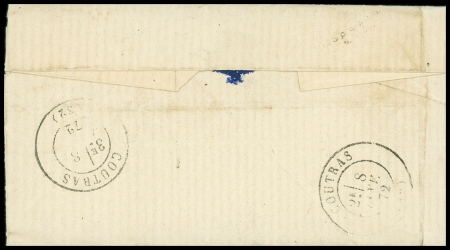N°60 OBL GC 4754 + 24 "Les Eglisottes" (1871) sur lettre, ind 18. TB