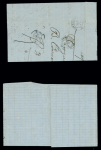 2 lettres de Langon dont n°29 OBL GC 1945 + T15 Langon (1868) + marque encadrée "Après le départ 1945", ind 15. TB