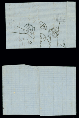 2 lettres de Langon dont n°29 OBL GC 1945 + T15 Langon (1868) + marque encadrée "Après le départ 1945", ind 15. TB