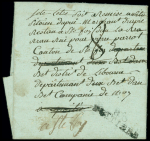 Lettre de Poitiers pour Sainte-Foy (1794) avec au verso marque manuscrite "Deb de Libourne" (L n°8), ind 19. TB