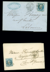 2 lettres : n°29 OBL GC 2032 + T15 "Libourne boite mobile" (1865 - ind 18) et n°29 OBL GC 2032 + T15 Libourne (1868) + "BM" dans un ovale. TB