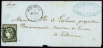 N°3 OBL grille + T15 Monségur (1850) sur lettre, ind 17. TB