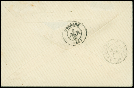 N°22 OBL GC 2796 + T15 "Pauillac boite mobile" (1867) sur lettre, ind 20