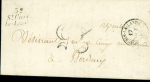 Lettre avec cursive "32 St Ciers La lande" + T15 "St Aubin la Lande" (1853) + taxe 25 double-trait, ind 17. TB