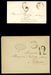 2 lettres avec T15 "Ste Foy la grande" (1860 et 1865) avec belles taxes de confection locale 6 et 12. TB
