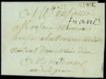 Lettre ave MP "St Macaire" au tampon + marque manuscrite "Franc" (L4 - 1787). Rare
