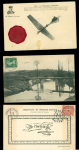3 cartes postales avec OBL temporaires : "St Malo kermesse" (9.3.1905 - rare), "Avranches kermesse" (1907), "Rouen-aviation" (20.6.10)