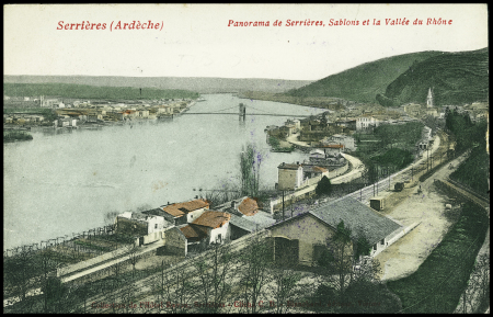 N°138 avec perforation en forme de vache OBL Ivry (1909) sur carte postale du chocolat Vinay. RR et TB