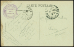 Carte postale en franchise de Boulogne sur Mer avec cachet violet "Région du Nord réquisition de guerre des chevaux président de la commission" (1918). TB