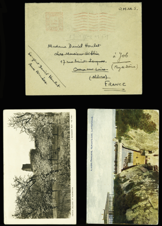 2 cartes postales et 1 lettre de soldats français évacués de Dunkerque (juin 1940) avec EMA rouges de Grande-Bretagne. TB