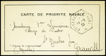 Petite carte de priorité navale avec CAD hexagonal pointillé "Cuirassé Bretagne" (14.9.39). TB
