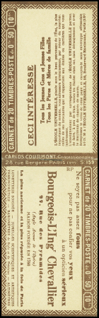 N°199-C23 Carnet S159 RP. Couverture Bourgeois l'INGr Chevalier opticien, neuf **, TB