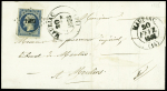N°10 OBL PC 1932 + T13 "Mauriac (14)" (1853) sur lettre. TB