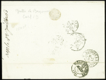 N°14 OBL grille + T15 Bayonne (1860) sur lettre, ind 19. TB