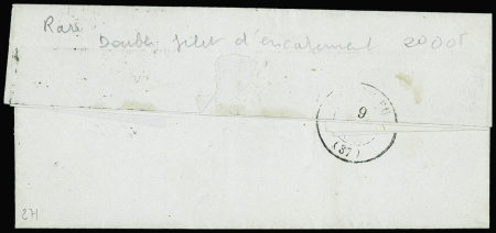 N°14Ai grand BDF à gauche avec filet d'encadrement  OBL PC 1818 + T15 "A Lyon A (68)" (1861) sur lettre. TB