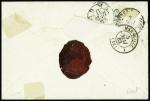N°17 + 22 OBL GC 3090 + T15 "Realmont (77)" (1863) sur lettre pour Rome. TB