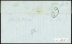 N°16 OBL linéaire "Francia via di mare" répétée à côté sur lettre de Constantinople pour Gênes (1862). TB