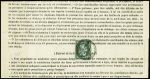 N°11 1c olive, OBL CAD perlé T22 "Précigné (71)" (1861) sur avis de contributions de la Sarthe. TB