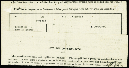 N°11 1c olive, OBL CAD perlé T22 "Précigné (71)" (1861) sur avis de contributions de la Sarthe. TB