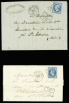 2 lettres AFF respectivement n°22 et n°29 OBL GC 2448 + T15 Montélimar (1867) + "Après le départ 2448" encadré. TB