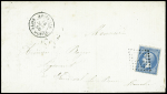 N°22 OBL PC du GC 1 + T15 "Abbeville boite mobile" (1866) sur lettre, ind 21. TB