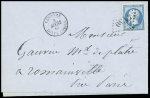N°22 OBL GC 4130 + T15 "Vendôme boite mobile" (1867) sur lettre, ind 19. TB