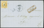 N°23 OBL ancre + CAD de paquebot "Moeris*" (1866) sur lettre d'Alexandrie pour Alger, (Salles n°799), ind 21. TB
