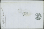 N°23 OBL ancre + CAD de paquebot "Moeris*" (1866) sur lettre d'Alexandrie pour Alger, (Salles n°799), ind 21. TB