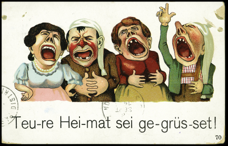Carte postale en franchise avec cachet bleu "Mission médicale française en Serbie - secteur de Belgrade" (août 1915). TB