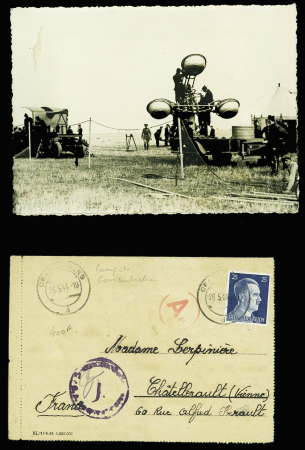 3 lettres dont lettre en franchise avec OBL de versailles RP (dec 1940) + cachet violet avec aigle "Dientstelle feldpostnummer 23187" et carte lettre d'un déporté français au camp de concentration d'Oranienburg