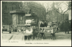 4 cartes postales Paris vécu : la soupe aux Halles - à la fontaine - aux Champs Elysées, l'heure du goûter (2) - le Marché aux Oiseaux. TB