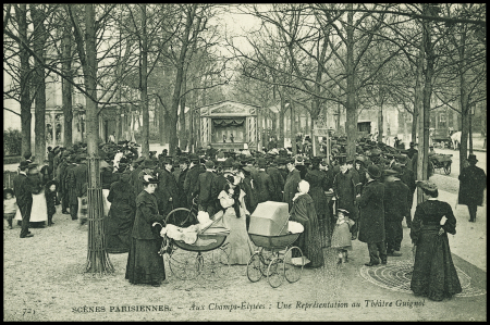 2 CP scènes parisiennes (nos forains - une représentation au théatre guignol) et 2 CP petits métiers parisiens Laas et Pécaud (le marchand de cresson - le réparateur de porcelaine). TB