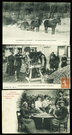 5 bonnes CP dont Le Vernet la Varenne - un courrier postal dans les neiges. TB
