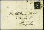 N°1 1p noir sur lettre de Londres pour Sheffield (18.5.1841). TB