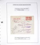 Collection de 60 pages dans reliure Safe noir : la reprise des relations aériennes françaises 1944 - 1945 dont Saumur - La Réunion (20.5.45) avec vignette tricolore. TB