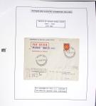 Collection de 60 pages dans reliure Safe noir : la reprise des relations aériennes françaises 1944 - 1945 dont Saumur - La Réunion (20.5.45) avec vignette tricolore. TB