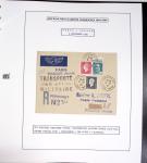 Collection de 60 pages dans reliure Safe noir : la reprise des relations aériennes françaises 1944 - 1945 dont Saumur - La Réunion (20.5.45) avec vignette tricolore. TB