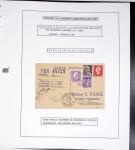 Collection de 60 pages dans reliure Safe noir : la reprise des relations aériennes françaises 1944 - 1945 dont Saumur - La Réunion (20.5.45) avec vignette tricolore. TB