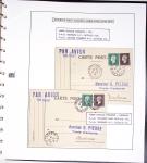 Collection de 60 pages dans reliure Safe noir : la reprise des relations aériennes françaises 1944 - 1945 dont Saumur - La Réunion (20.5.45) avec vignette tricolore. TB