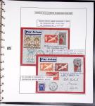 Collection de 60 pages dans reliure Safe noir : la reprise des relations aériennes françaises 1944 - 1945 dont Saumur - La Réunion (20.5.45) avec vignette tricolore. TB