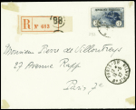 N°232 5F +1F Orphelins OBL Paris 88 (1927) seul sur lettre recommandée. TB