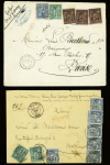 4 lettres chargées AFF divers Sage dont n°91, 3 pièces + 75 + 90 OBL Pontarlier (1879). TB