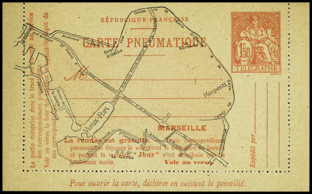 Carte-lettre 1F50 Chaplain orange avec plan de Marseille, signature "Chaplin" (CHA 04a) neuve. TB