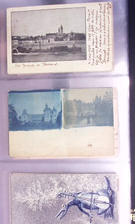 Lot de 77 entiers cartes postales 10c Mouchon et 10c Mouchon retouché avec illustrations dessinées ou peintes à la main. TB