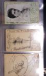 Lot de 77 entiers cartes postales 10c Mouchon et 10c Mouchon retouché avec illustrations dessinées ou peintes à la main. TB